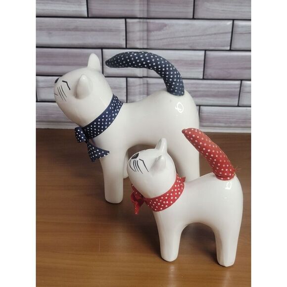 Set of 2 Enesco Smiling Cats - Picture 2 of 10